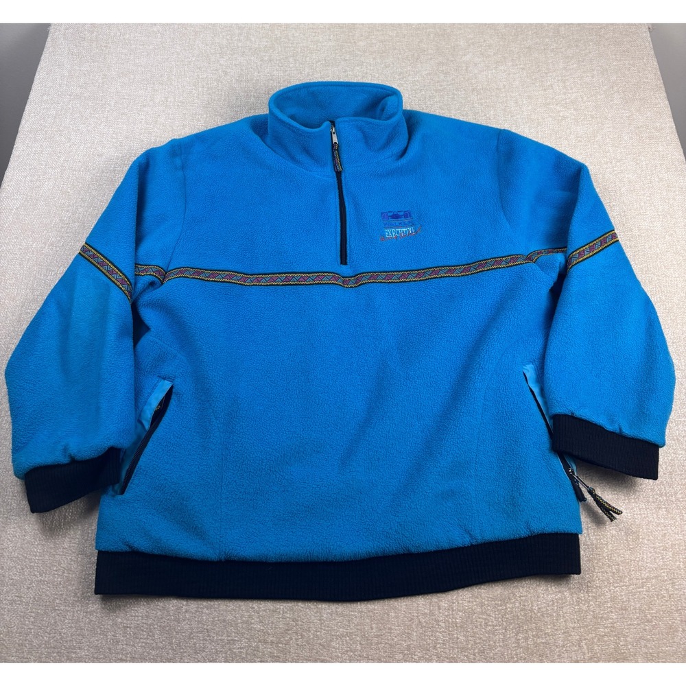 Vintage Far West Canada Mens XL Blue Fleece Quarter Zip Walker Racing School